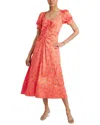 Cinq À Sept Ximena Wave-print Midi Dress In Red