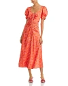 Cinq À Sept Ximena Wave-print Midi Dress In Pale Flamings