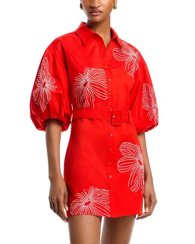 Cinq À Sept Cinq A Sept Sunburst Rhea Embroidered Dress In Red