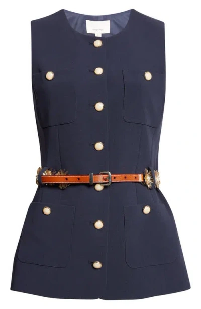 Cinq À Sept Sunflare Belted Kole Vest In Blue