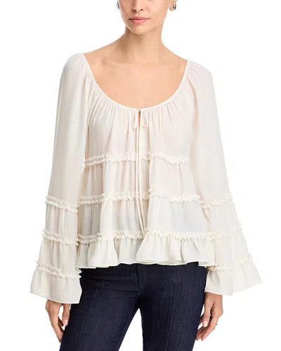 Cinq À Sept Cinq A Sept Sunnina Ruffled Top In Ivory