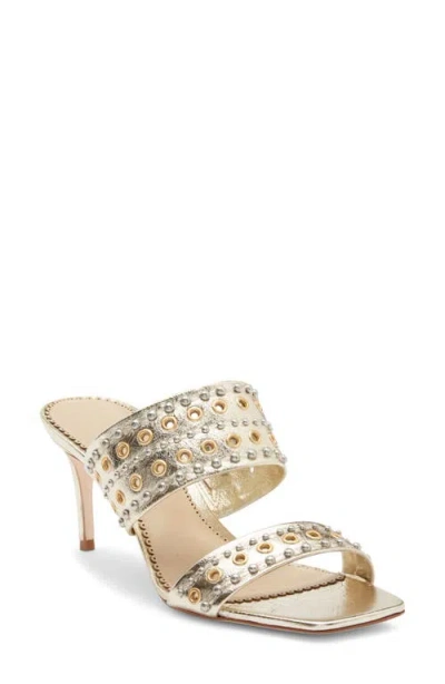 Cinq À Sept Sutton Mixed Hardware Leather Sandal In Light Gold