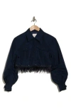 Cinq À Sept Cinq A Sept Suvi Cropped Lace Trim Jacket In Navy