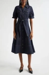 Cinq À Sept Suzie Short Sleeve Denim Midi Dress