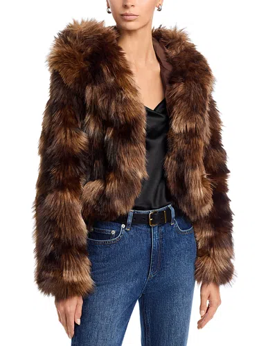 Cinq À Sept Cinq A Sept Sybella Patchwork Faux Fur Coat In Brown