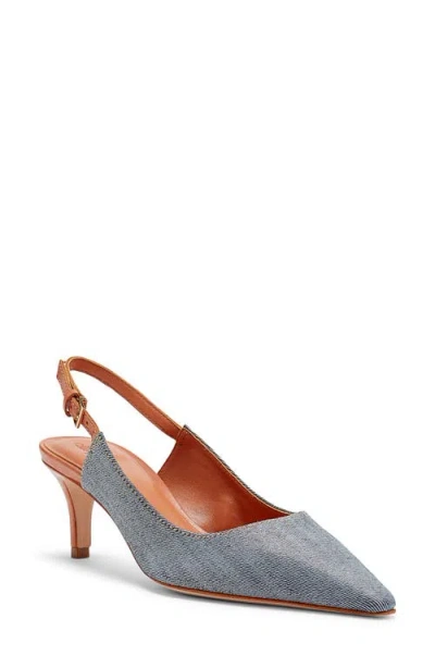 Cinq À Sept Sylvie Pointed Toe Slingback Pump In Light Indigo/saddle