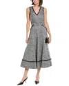 Cinq À Sept Tadi Linen-blend Midi Dress In Blue