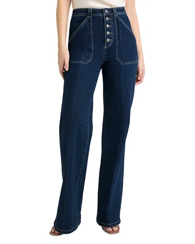 Cinq À Sept Cinq A Sept Tailors Crease Long Benji Denim Pants In Oceane/ivory