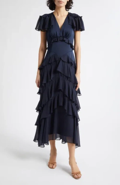 Cinq À Sept Tatum Ruffle Maxi Dress In Black