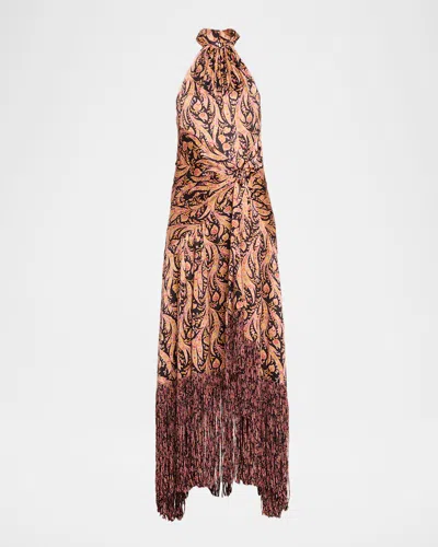Cinq À Sept Teresa Charming Paisley Fringe Maxi Dress In Multi