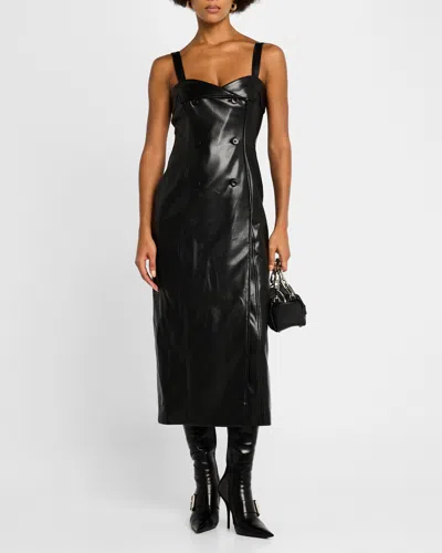 CINQ À SEPT TESSA DOUBLE-BREASTED FAUX-LEATHER MIDI DRESS