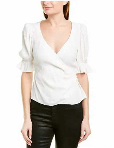Cinq À Sept Theo Jacquard Wrap V Neck Blouse In White