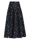 Cinq À Sept Theora Tumbling-carnations Midi Skirt In Black
