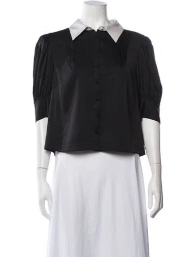 Pre-owned Cinq À Sept Three-quarter Sleeve Blouse In Black