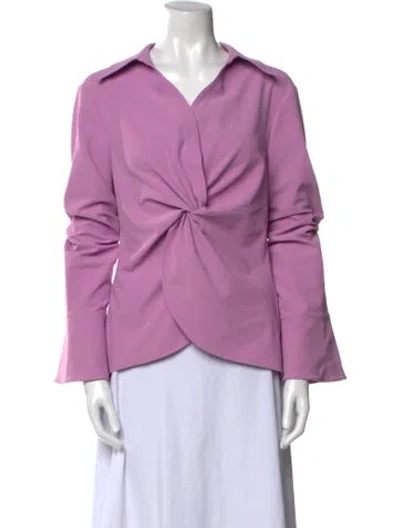 Pre-owned Cinq À Sept Three-quarter Sleeve Blouse In Purple