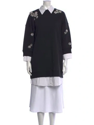 Pre-owned Cinq À Sept Three-quarter Sleeve Sweatshirt In Black/white