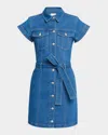 Cinq À Sept Tie Belted Short-sleeve Denim Mini Dress