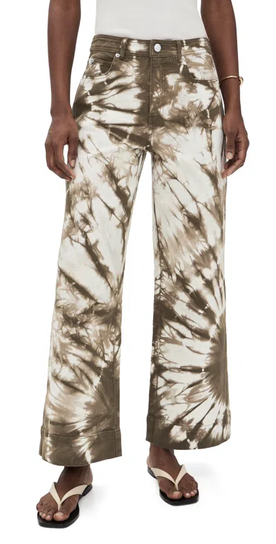 Cinq À Sept Cinq A Sept Tie Dye Betsy High Rise Wide Leg Jeans In Dark Olive In Brown
