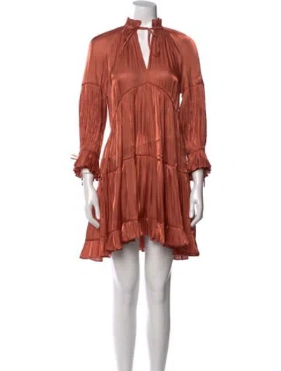 Pre-owned Cinq À Sept Tie Neck Knee-length Dress In Neutral