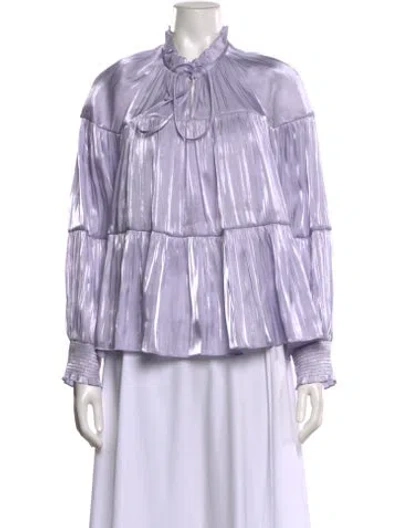 Pre-owned Cinq À Sept Tie Neck Long Sleeve Blouse