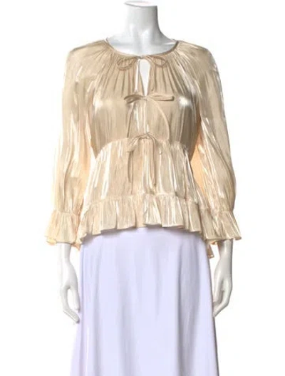 Pre-owned Cinq À Sept Tie Neck Long Sleeve Blouse