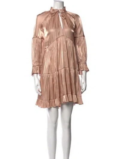 Pre-owned Cinq À Sept Tie Neck Mini Dress In Neutral