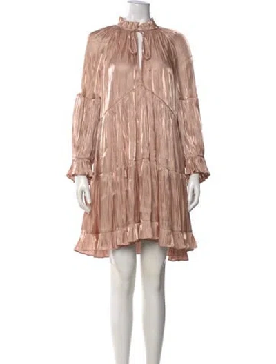 Pre-owned Cinq À Sept Tie Neck Mini Dress In Pink