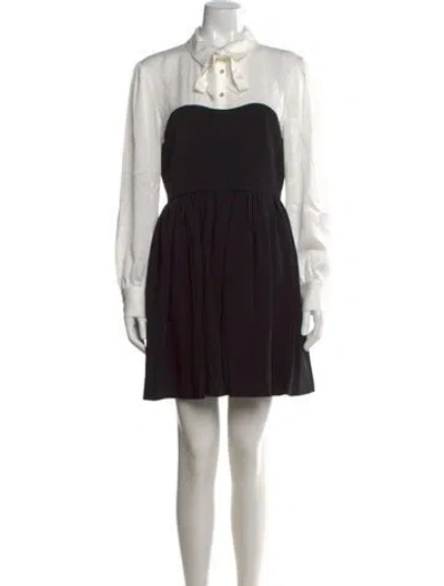 Pre-owned Cinq À Sept Tie Neck Mini Dress W/ Tags In Black