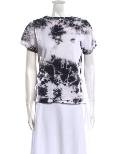 Pre-owned Cinq À Sept Tie-dye Print Bateau Neckline T-shirt In Gray