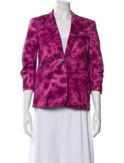 Pre-owned Cinq À Sept Tie-dye Print Blazer In Purple