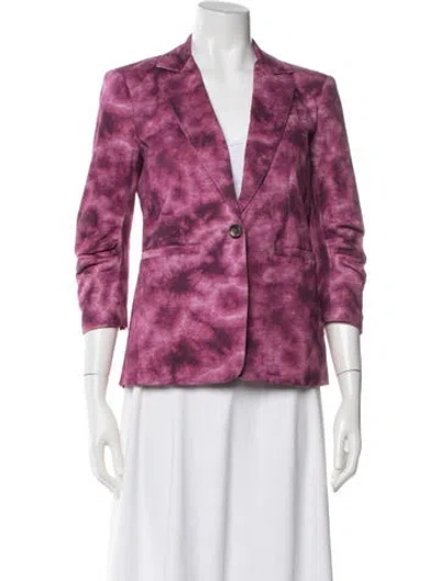 Pre-owned Cinq À Sept Tie-dye Print Blazer In Purple