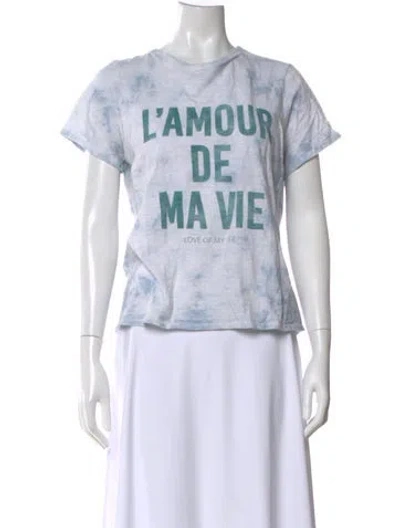 Pre-owned Cinq À Sept Tie-dye Print Crew Neck T-shirt In Blue