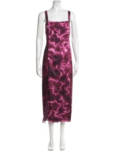 Pre-owned Cinq À Sept Tie-dye Print Midi Length Dress W/ Tags In Purple