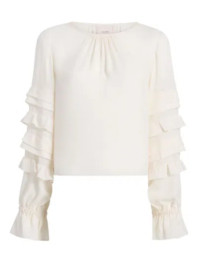 Cinq À Sept Cinq A Sept Anta Ruffled Sleeve Top In White