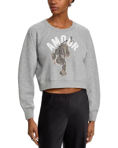 Cinq À Sept Cinq A Sept Tiger Cropped Jennifer Pullover In Heather Grey/multi