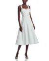 Cinq À Sept Tina Gingham Denim Midi Dress In Morning Sky/light Plaster
