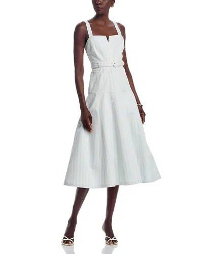 Cinq À Sept Tina Gingham Denim Midi Dress In Morning Sky/light Plaster