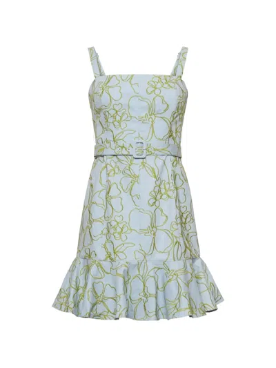 Cinq À Sept Tonya Floral Embroidered Mini Dress In Blue