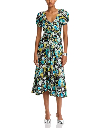 Cinq À Sept Cinq A Sept Tossed Floral Walker Dress In Obsidian Multi