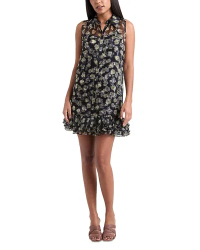 Cinq À Sept Cinq A Sept Tossed Poppies Ruffle Mini Dress In Navy Multi