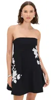 Cinq À Sept Irla Strapless Trailing Floral Mini Dress In Black