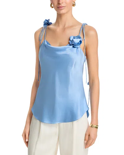 Cinq À Sept Cinq A Sept Trailing Flower Marta Silk Camisole Top In Blue