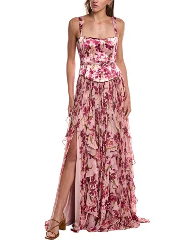 Cinq À Sept Trailing Hibiscus Leema Gown In Brown