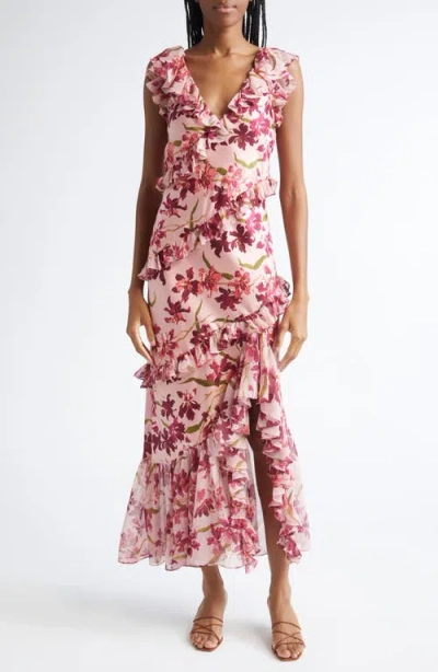 Cinq À Sept Trailing Hibiscus Maxi Dress In Pink