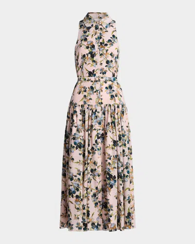 Cinq À Sept Trailing Iris Sarai Floral A-line Midi-shirtdress In Animal Print