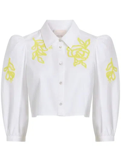 Cinq À Sept Tilda Trailing Peonies Top In White/golden Glow