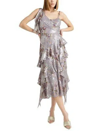 Pre-owned Cinq À Sept Trevor Silk-blend Dress Women's In Grey Multi