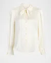 Cinq À Sept Troyer Long-sleeve Silk Blouse In White