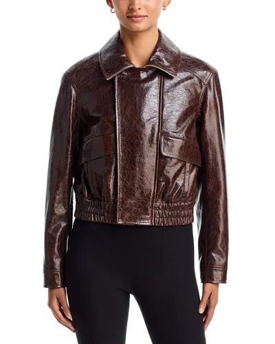 Cinq À Sept Cinq A Sept Tumbled Faux Leather Zip Front Jacket In Gray