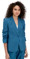 Shop Cinq À Sept Tumbled Woven Khloe Blazer Blue Corn
